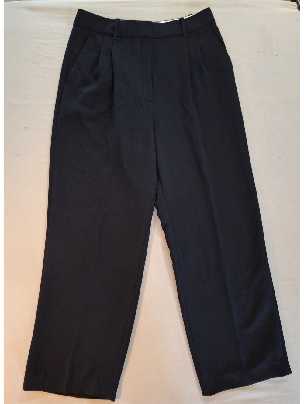 Aritzia Wilfred The Effortless Pant Crepette Black High Rise Wide Leg Trouser 10
